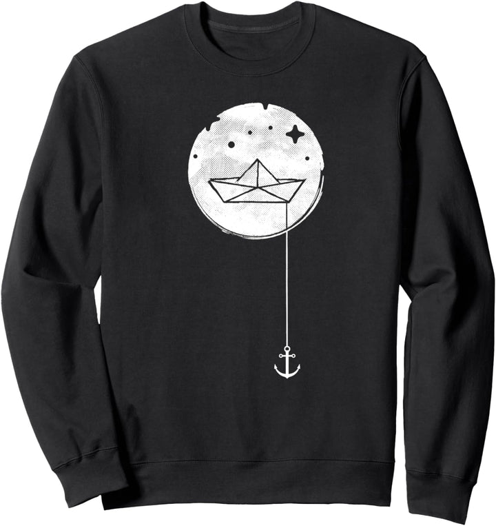 Papierboot mit Anker im Meer Sweatshirt