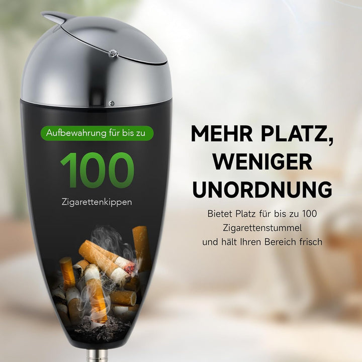 CO-Z Standaschenbecher Edelstahl Aschenbecher mit Deckel für Drinnen Höhenverstellbar Stand Aschenbe