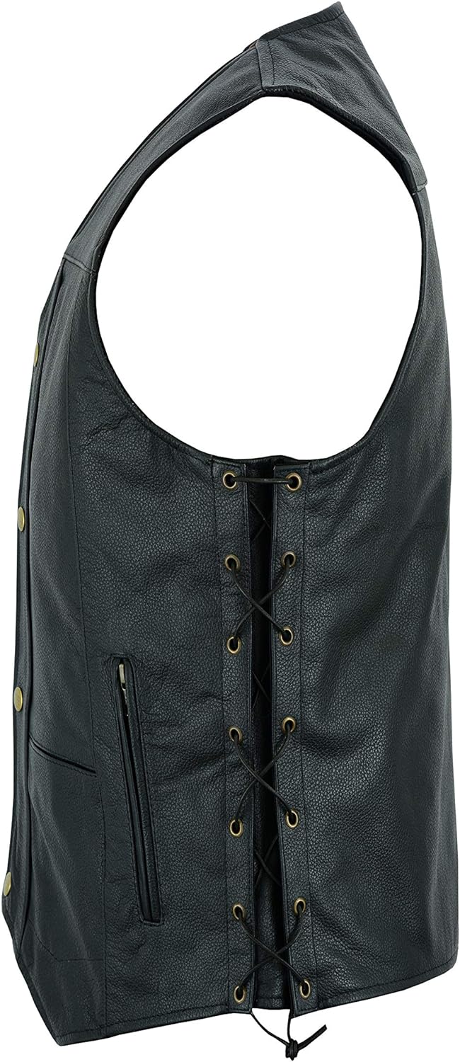 TEXPEED motorrad leder weste herren - Chopper biker rocker lederweste - Reissverschlusstaschen mit g