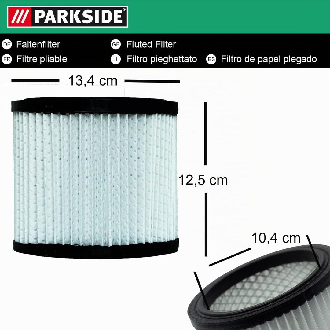 Original Parkside Lidl Falten-Filter mit Stahlinnengitter, stabile Ausführung, für Aschesauger und A