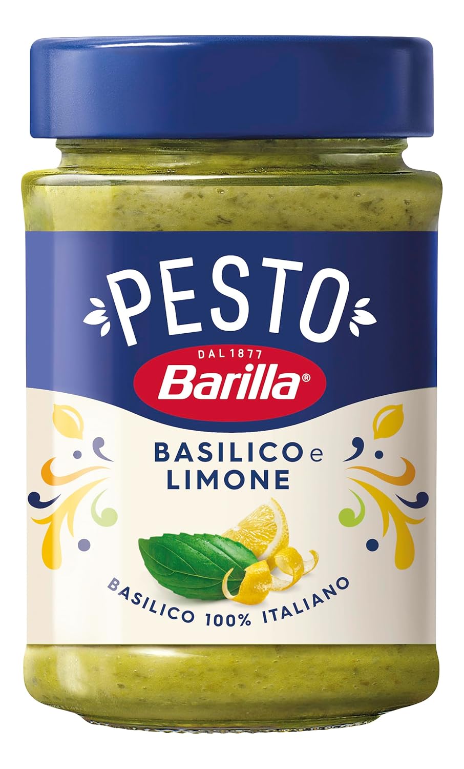 Barilla Pesto Basilico e Limone 12x190g | Glutenfreie Italienische Pasta-Sauce mit einer Note von Li