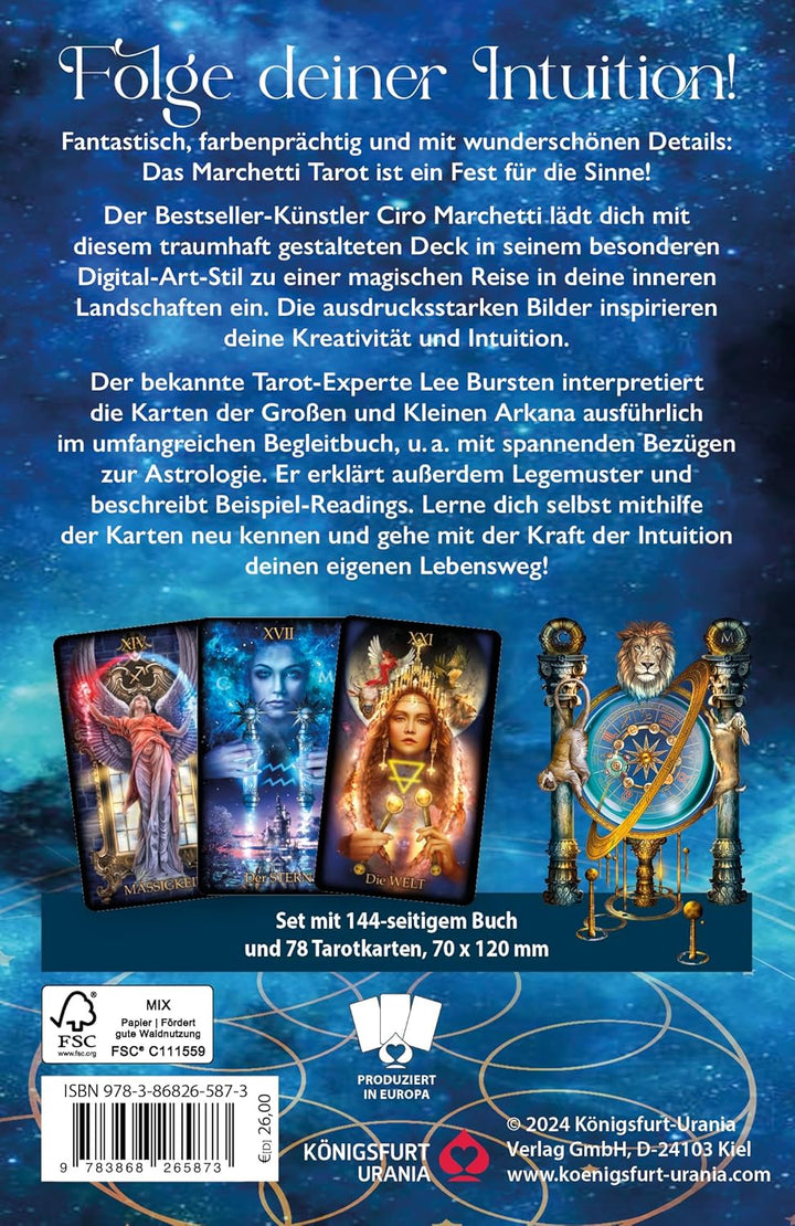 Marchetti Tarot - Folge deiner Intuition!: 78 Tarotkarten und 144-seitiges Buch, Stülpdeckelschachte