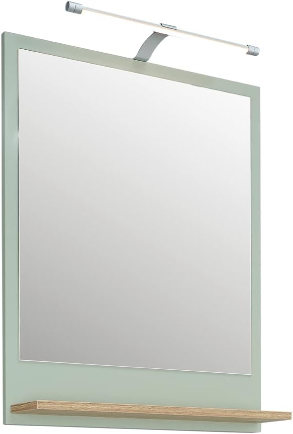 Lomadox Badezimmer Spiegel in Salbei Nb. mit Riviera Eiche Nb., B/H/T: ca. 60/74,5/15,5 cm