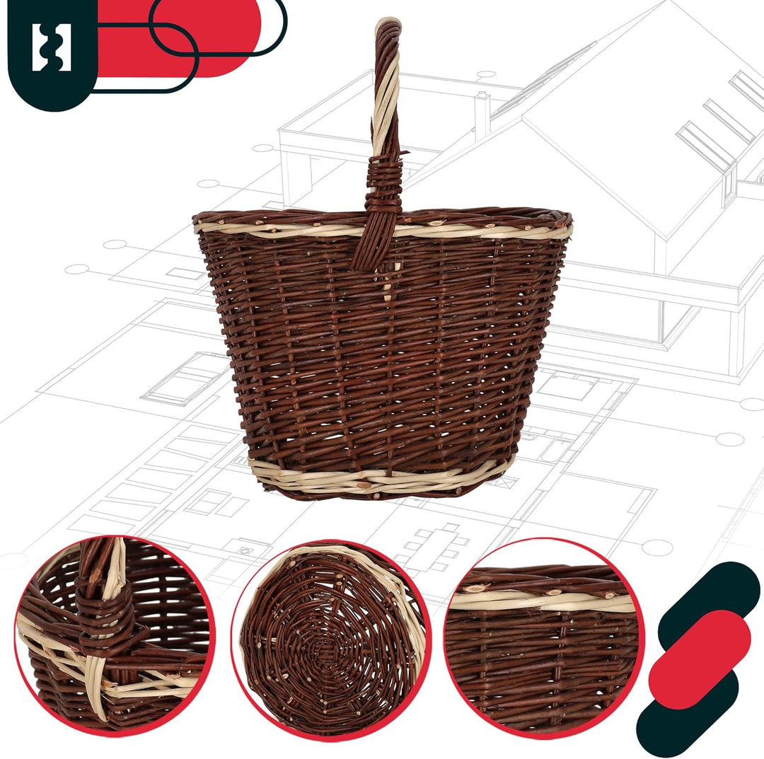 KOTARBAU® Einkaufskorb - Aufbewahrungskorb - Korb Geflochten - ⌀ 35 cm - Pilzkorb – Korb für Obst –