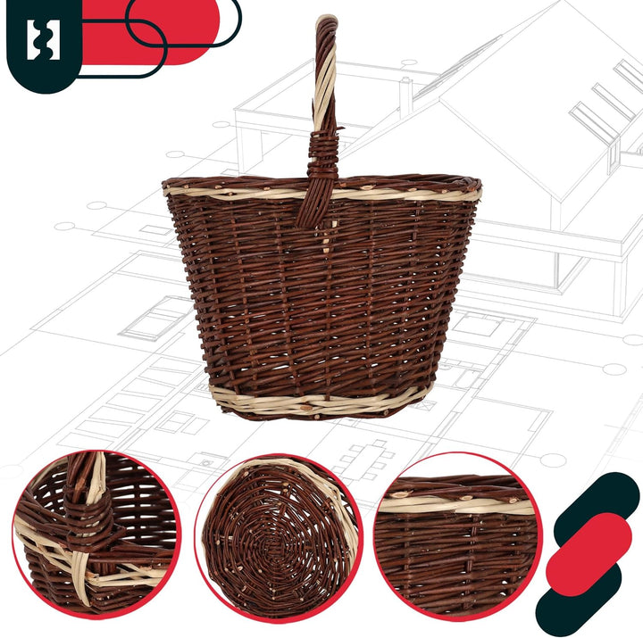 KOTARBAU® Einkaufskorb - Aufbewahrungskorb - Korb Geflochten - ⌀ 35 cm - Pilzkorb – Korb für Obst –