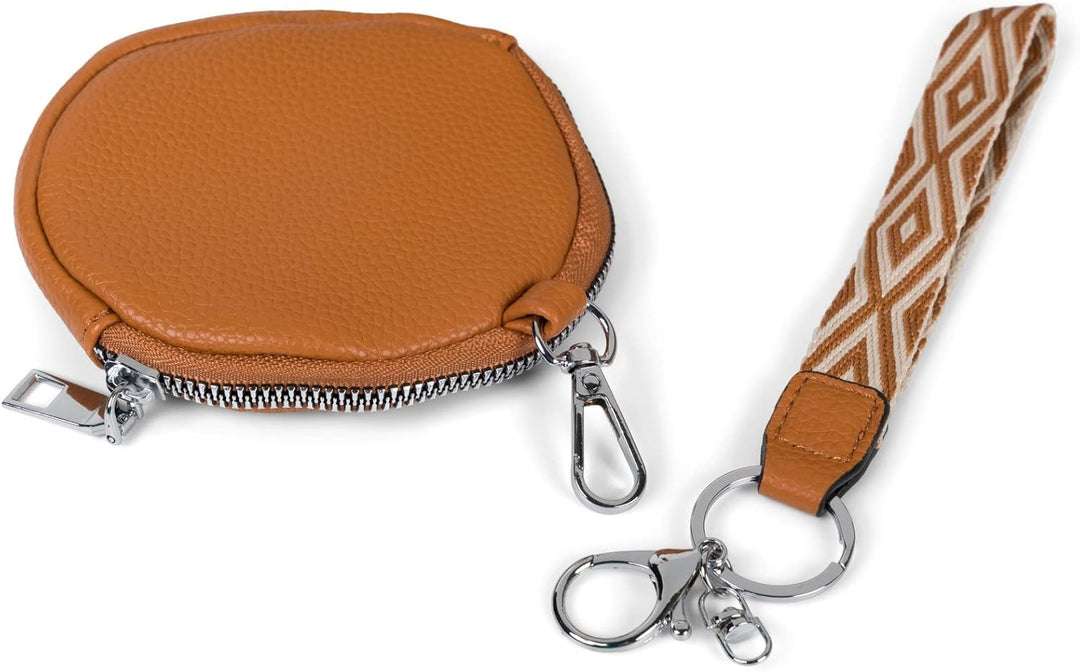 styleBREAKER Damen Halbmond Crossbody Schultertaschen Set 3-Teilig, Schultergurt mit Muster, Schlüss