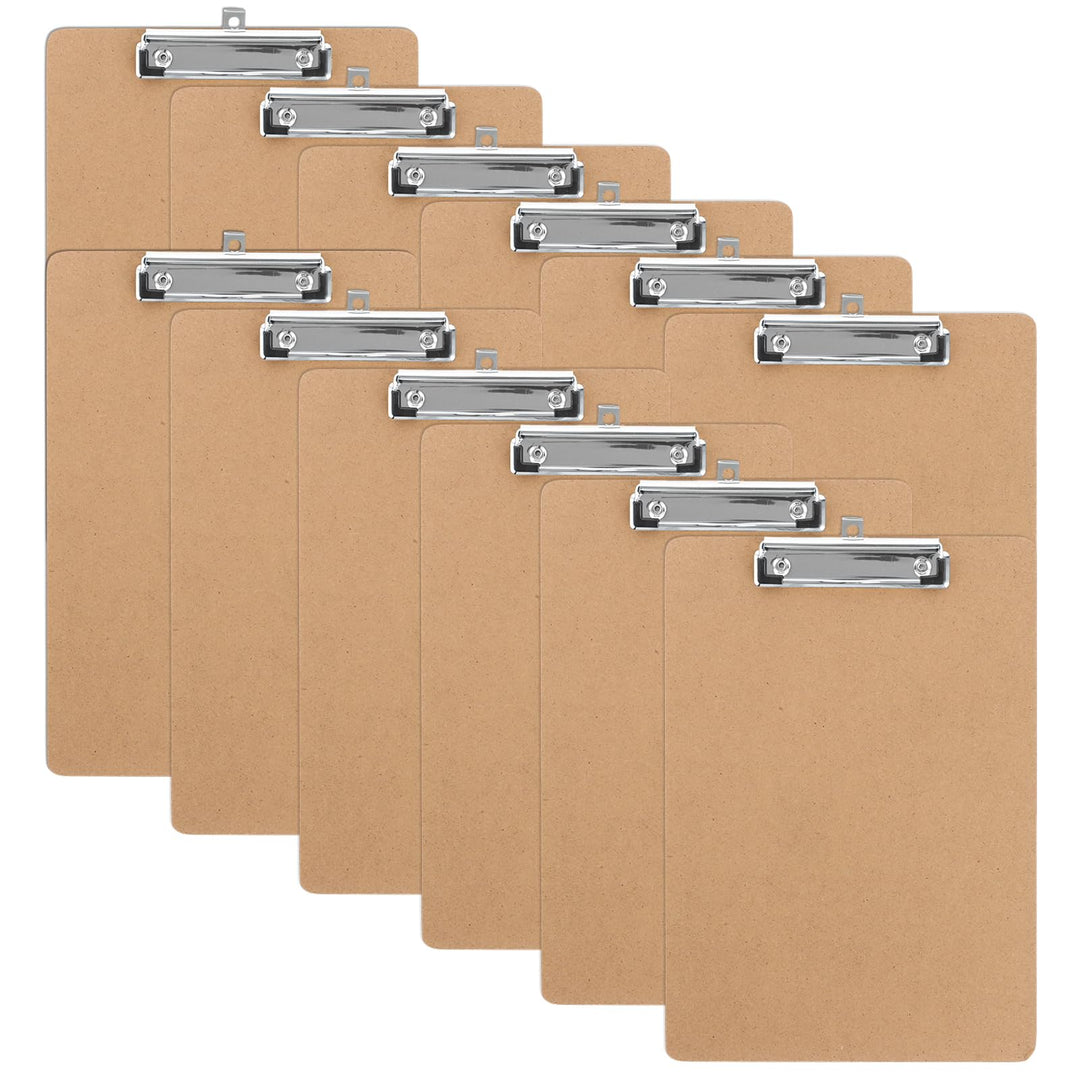 12 Stück Klemmbrett A4, Hartplatten-Klemmbrett A4, klemmbretter A4 mit Metalklemme und Aufhängeose,