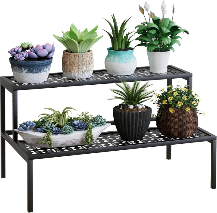 2 Stufen Metall Blumentreppe, Pflanzentreppe Blumenbank, Pflanzenregal Blumenregal, Pflanzenständer
