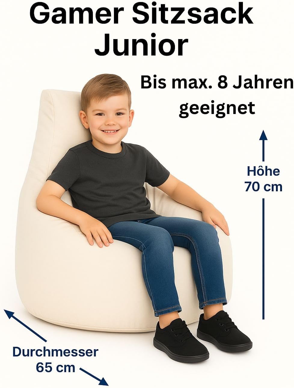 PATCH HOME Gamer Kissen & Lounge Sitzsack – befüllbar mit Reissverschluss, gefüllt mit Styropor, gee