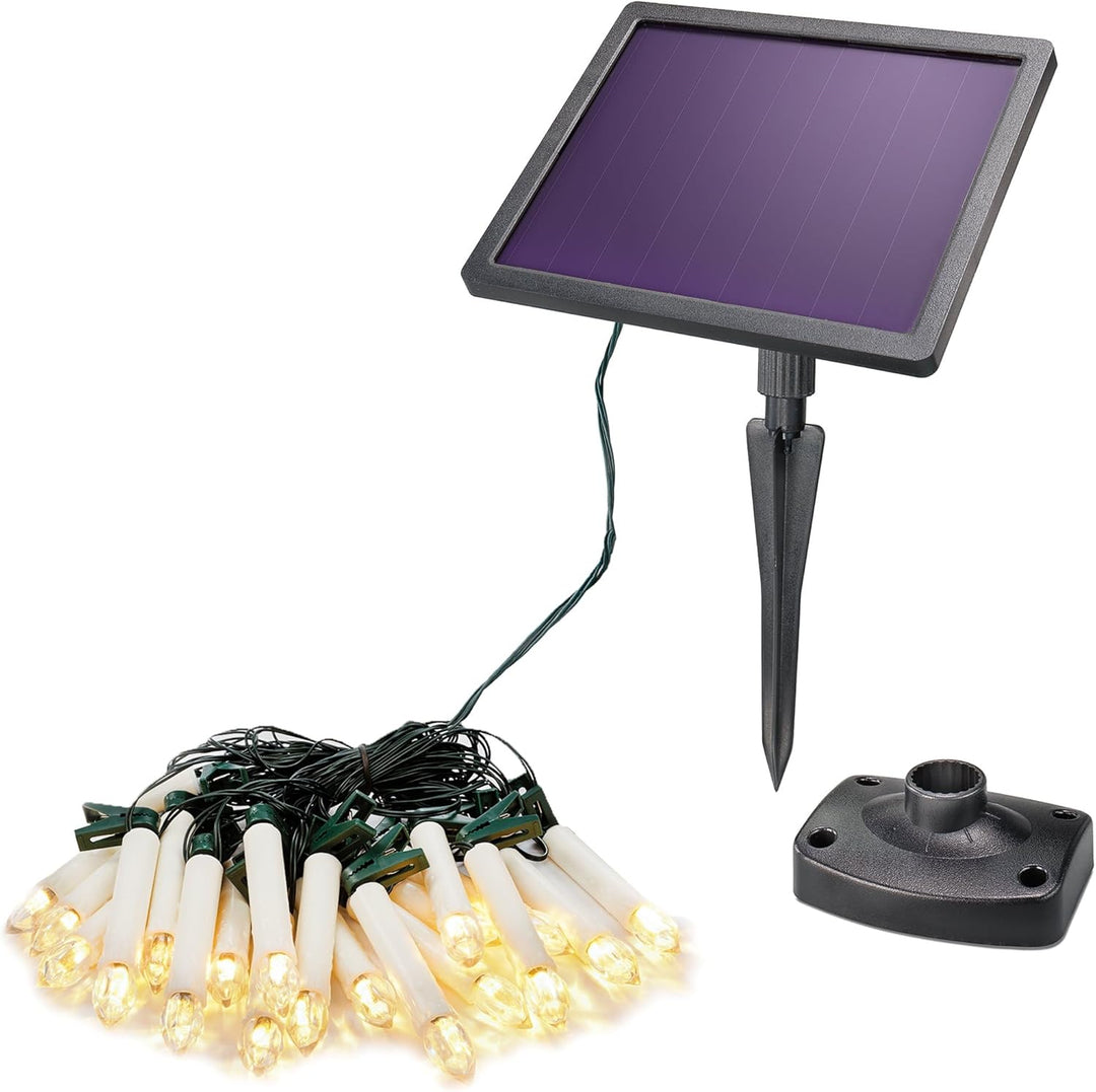 Esotec Solar Weihnachtsbaum Lichterkette, 10m, 20 LED Kerzen, warmweiss, klemmbar, LiFePo4 Akku, Zul