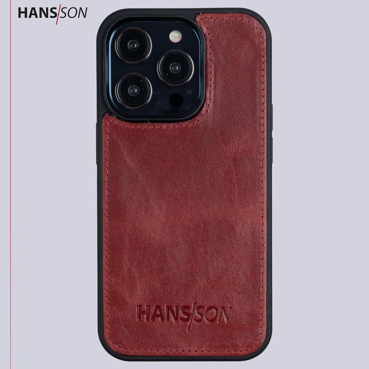 HANS/SON Handyhülle kompatibel mit iPhone 14 pro | Flip Case Echt-Leder | Magsafe Klapphülle mit Kar