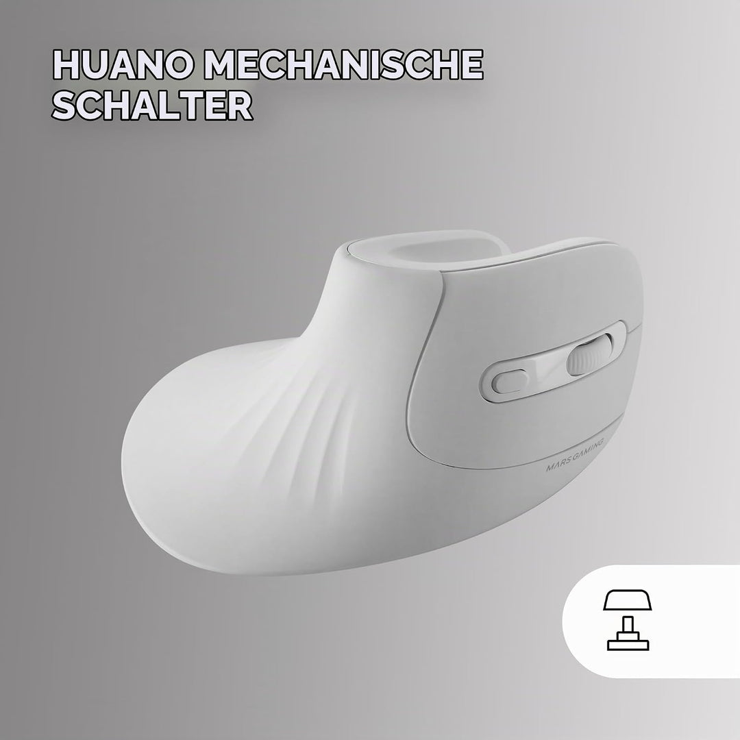 Mars Gaming MMW-ERGOPRO Weiss, Ergonomische Vertikale Kabellose Maus, Gefaltetes Design, Optischer S