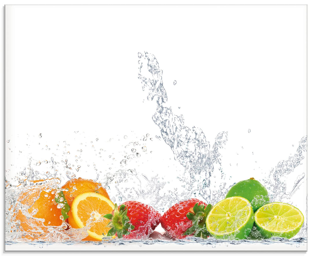 ARTland Spritzschutz Küche aus Alu für Herd Spüle 80x65 cm (BxH) Küchenrückwand mit Motiv Essen Obst