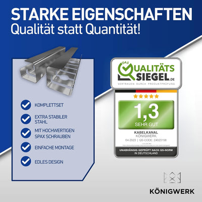 Königwerk Kabelkanal Schreibtisch fürs Kabel Management - Inkl. Zubehör - Tisch Kabelführung Kabelma