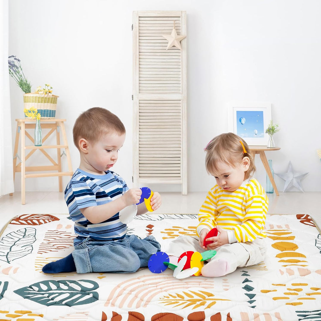 Spielmatte Baby 127×127cm mit Rutschfest, Extra Dicke 2cm Weiche Krabbelmatte Baby, Faltbar Krabbeld