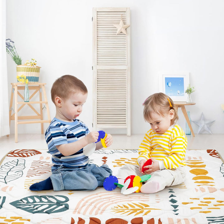 Spielmatte Baby 127×127cm mit Rutschfest, Extra Dicke 2cm Weiche Krabbelmatte Baby, Faltbar Krabbeld