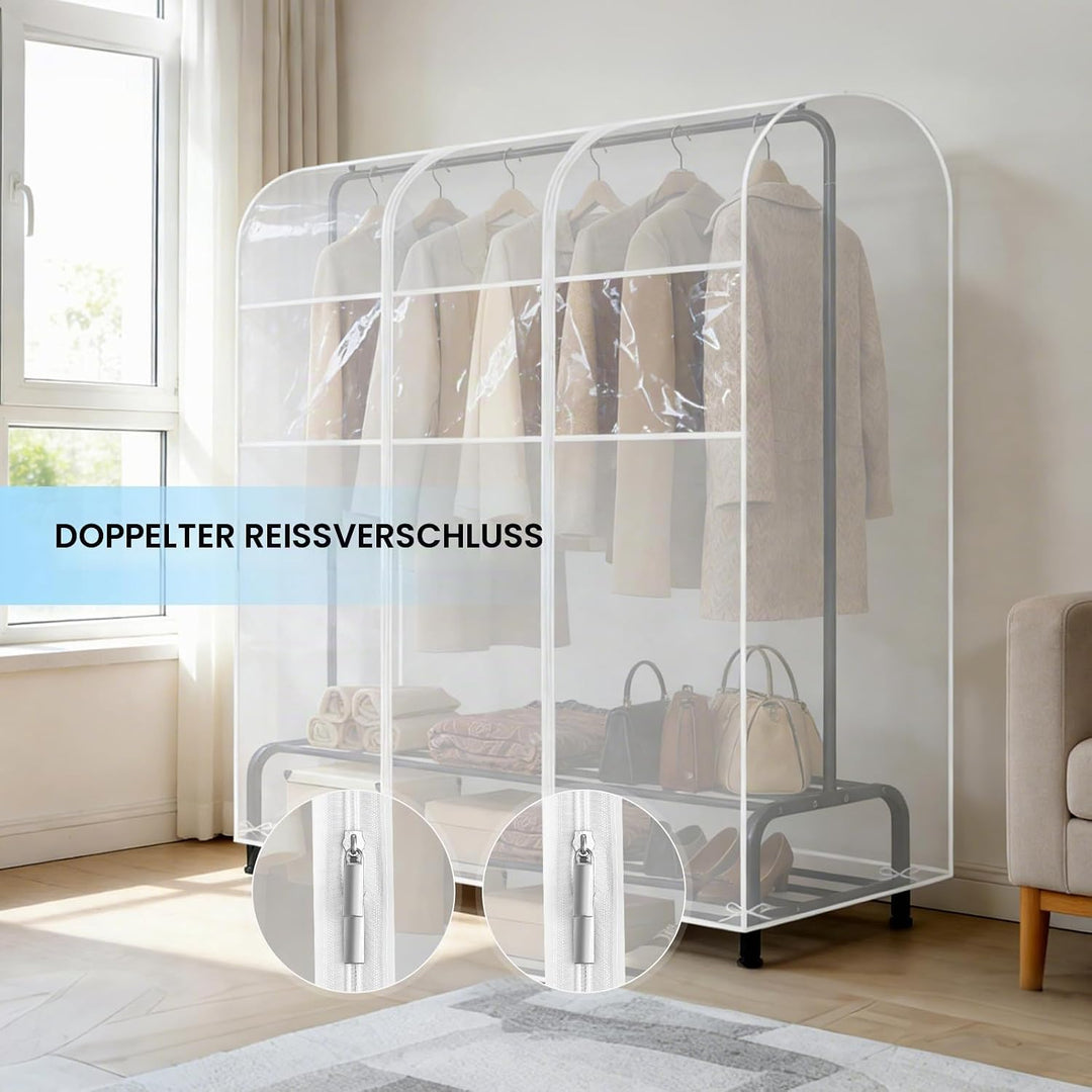 6ft Transparente Kleiderstange Stabile Schutzhülle mit Reissverschluss Klare Schutzhülle mit Reissve