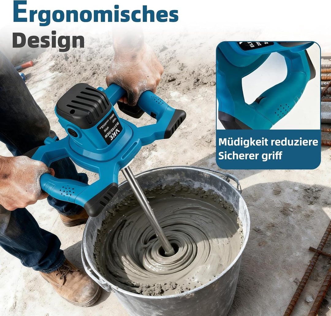VKE Mörtelrührer, 2400W Rührwerk 6 Gang, Max. 1200 r/min Betonrührer mit Festdrehzahlknopf, Elektris