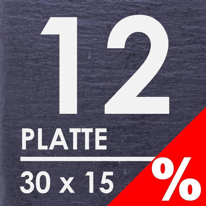 eGenuss 12er-Set Schieferplatten Dessertteller Sushi Geschirr schwarz Teller Schiefer Serviertablett