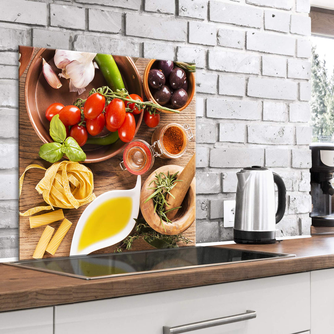 murando Spritzschutz Glas für Küche 60x60 cm Küchenrückwand Küchenspritzschutz Fliesenschutz Glasbil