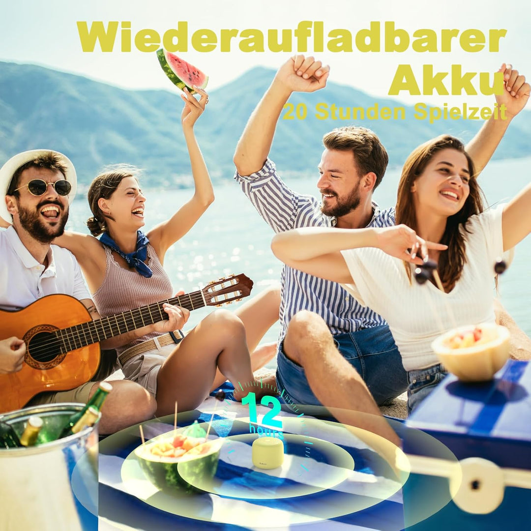 Bobtot Tragbarer Bluetooth-Lautsprecher, kabelloser wasserdichter Lautsprecher mit lautem Stereo-Sou