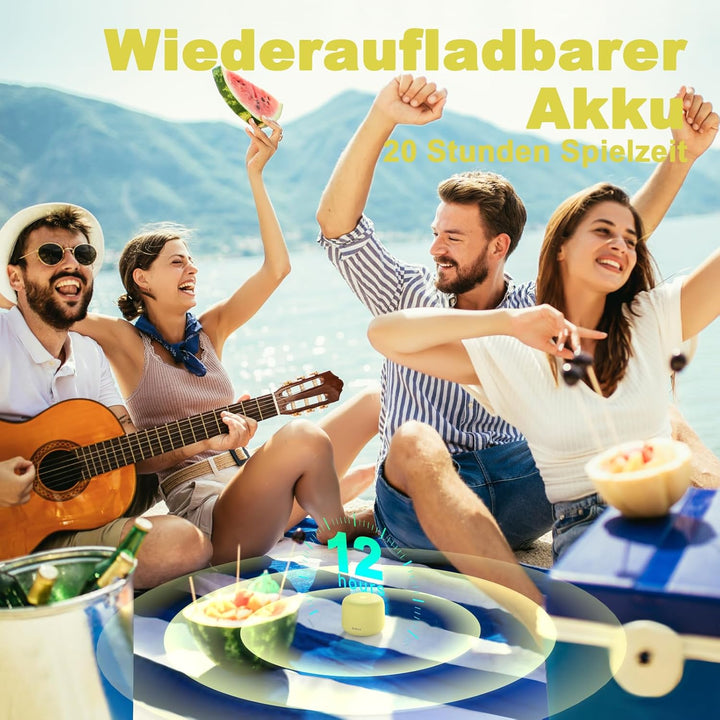 Bobtot Tragbarer Bluetooth-Lautsprecher, kabelloser wasserdichter Lautsprecher mit lautem Stereo-Sou