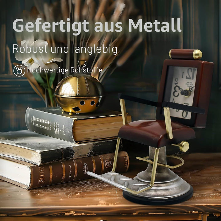YOUKI Retro Stuhl Tischuhren,Tischuhren Modern,Standuhr Wohnzimmer,Tischuhr analog,Leise Tischuhr,Ba