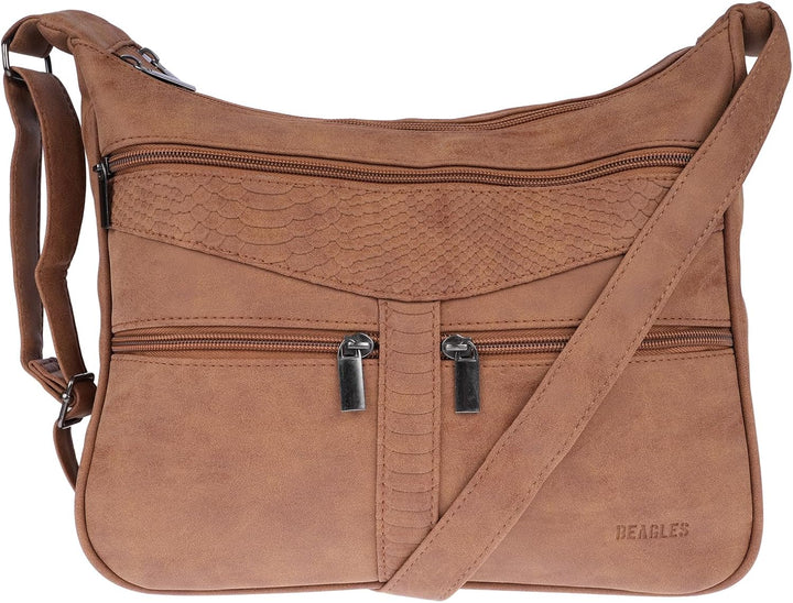 Christian Wippermann Damen Tasche Schultertasche Umhängetasche Crossover Bag Leder Optik Handtasche
