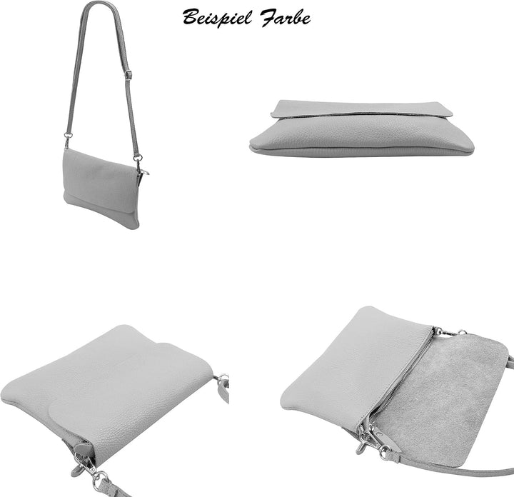 SH Leder Echtleder Umhängetasche Clutch kleine Tasche Abendtasche 24,50x15cm Ely G149 Dunkel Blau, D