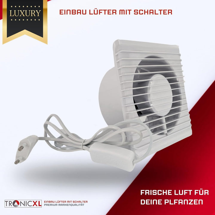 100mm Abluft/Zuluft Grow Lüfter Ventilator mit Netzstecker und Schalter für Homebox Growbox Growschr