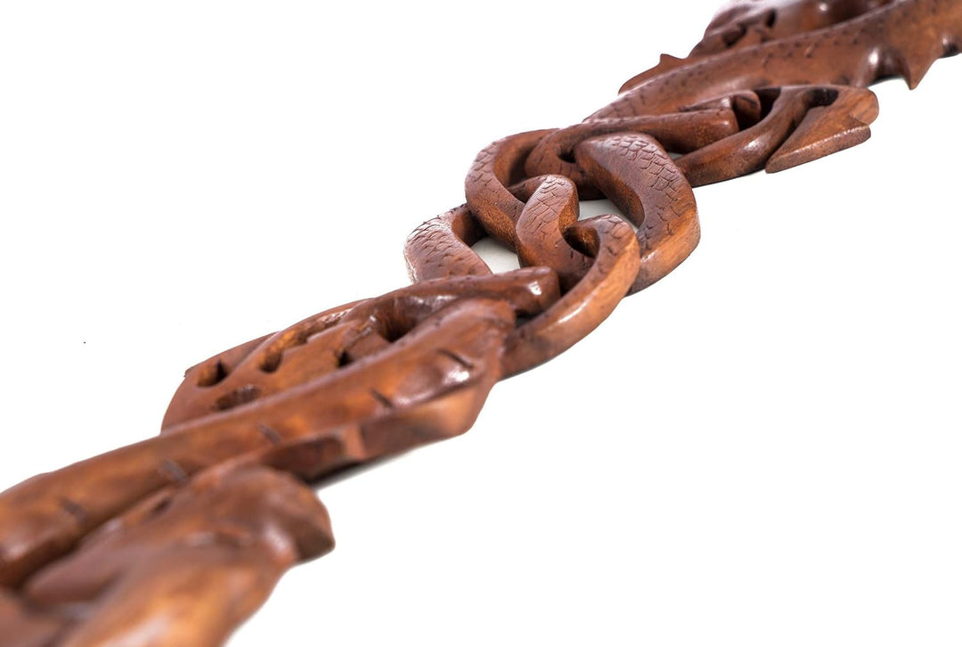 Windalf Handmade Celtic Wandbild Holzornament THORAS 50 cm Zwei Drachen Wandrelief Holz