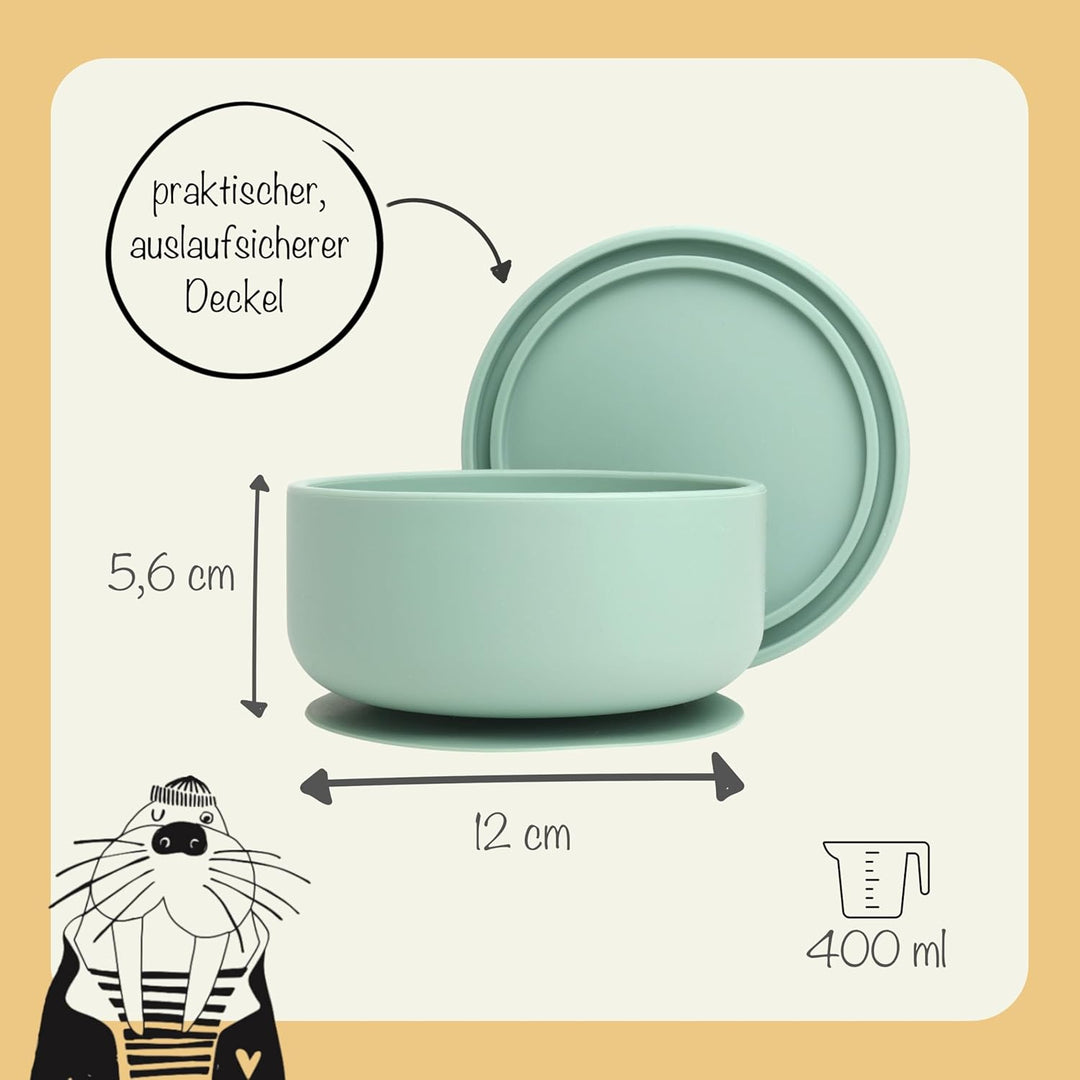 So&amp;So Silikon Geschirr Set für Babys, hochwertiges BLW Baby Geschirrset mit Saugnapf, Deckel, Becher