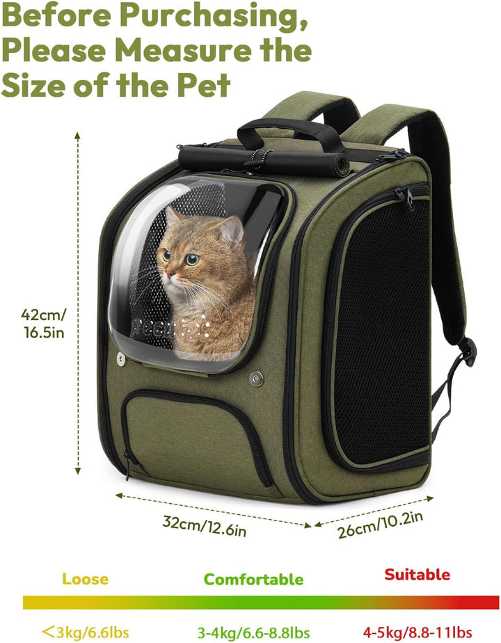 pecute Katzenrucksack Bubble Haustier Rucksack mit Netzfenster, Tragbare und Faltbare Katzentasche,