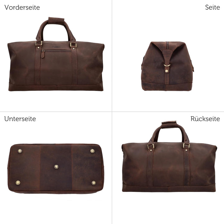 Gusti Reisetasche Leder - Ruben Damen und Herren Reisetasche Sporttasche Handgepäck Umhängetasche Le