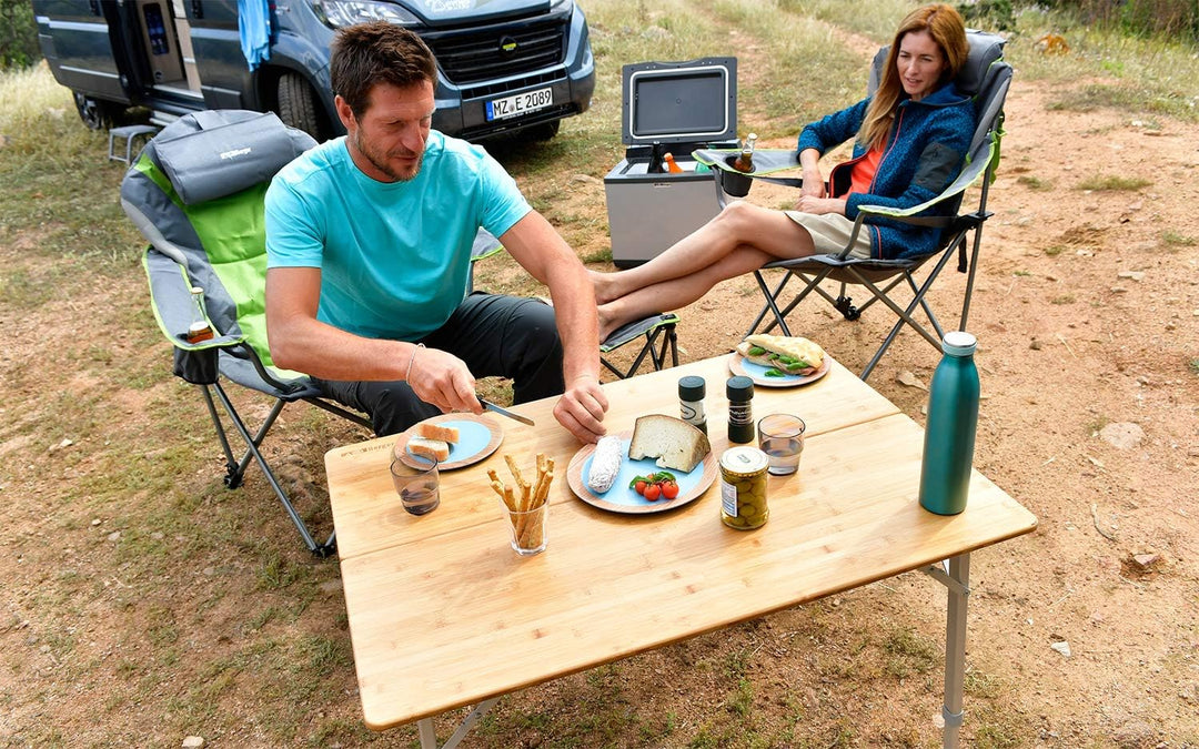 Berger leicht Klapptisch │ Campingtisch Bambus Klappbar Gartentisch Holz │ höhenverstellbar 100x72 c