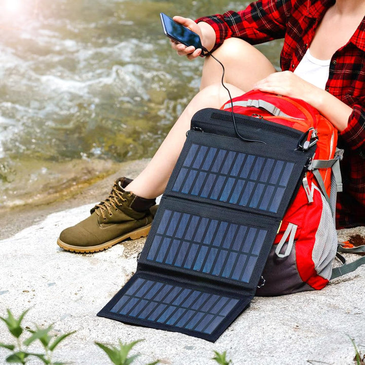 10W Faltbares Solarpanel - Tragbares Solar Ladegerät 5V 2USB Solar Panel Wasserdicht für Outdoor-Akt