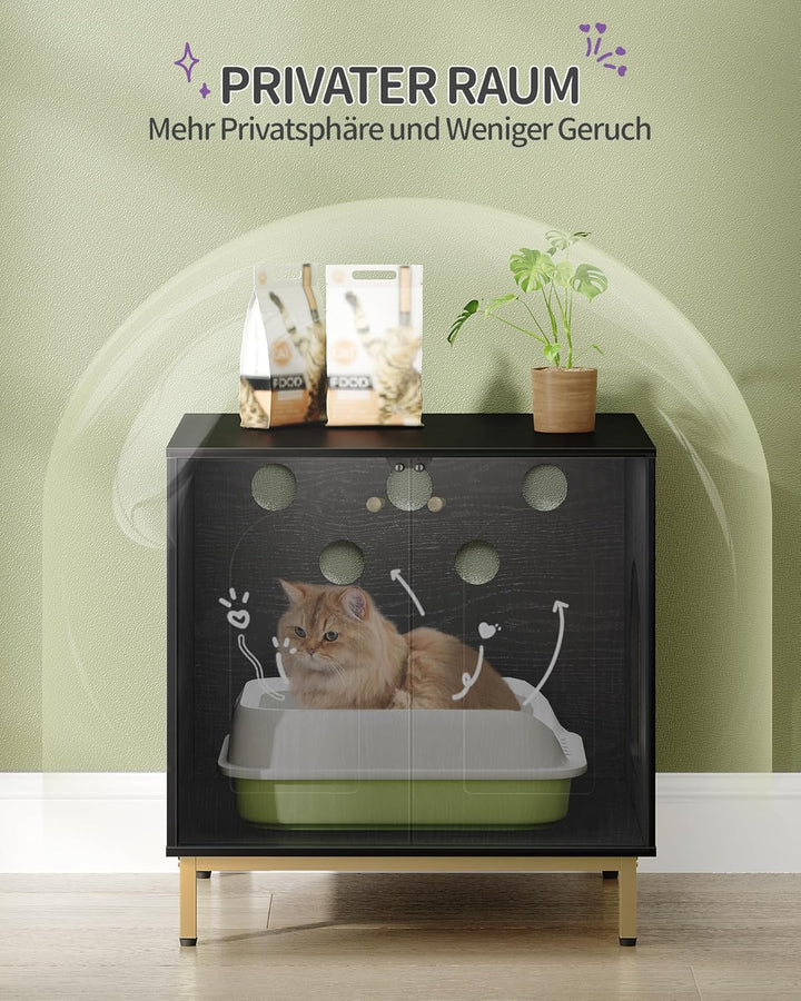 Hzuaneri Katzenschrank, Katzentoilette, Katzenklo Schrank, Katzenhaus mit Tür, Hölzerner Beistelltis