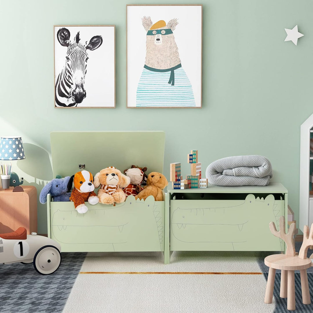 DREAMADE Spielzeugkiste aus Holz, 60x33x37,5cm, Sitzbank für Kinder, Spielzeugtruhe mit Stauraum und