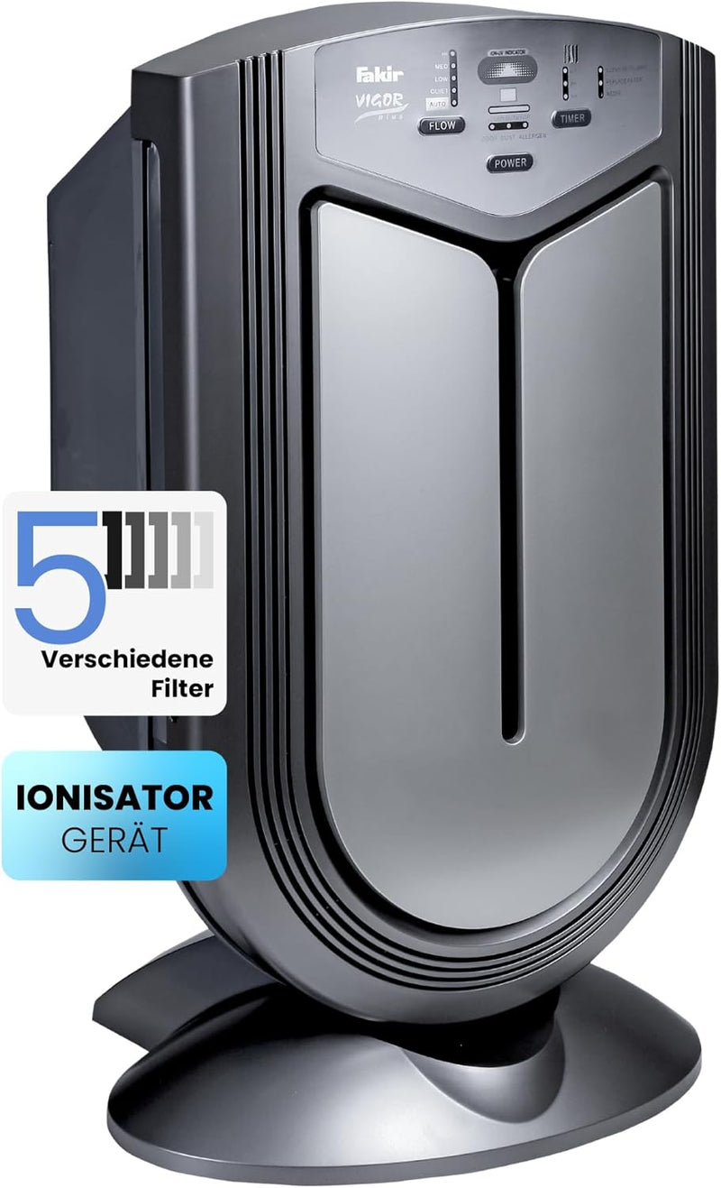 Fakir LR 600 Vigor Plus / Luftreiniger mit Ionisator (6-fach Filter-System), Timer-Funktion, Diagnos