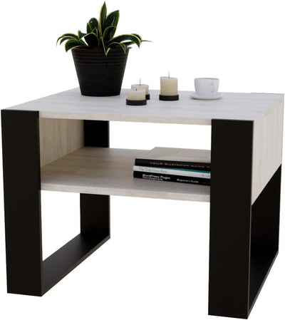 Couchtisch KARO rechteckiger Kaffeetisch aus Holz Modern Teetisch 65 x 53,6 45cm massiv und stabil (