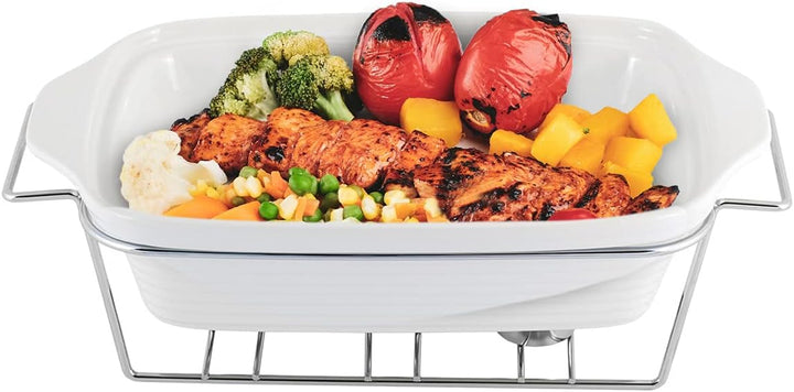 4BIG.fun Speisewärmer aus Keramik 2 L Chafing Dish Buffet-Set Keramik-Chafer Buffetwärmer Warmhalteb