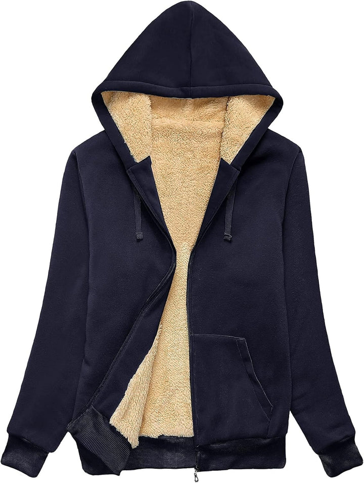 igeekwell Damen Fleecejacke mit Kapuze Warm Hoodie Jacke Damen Sweatjacke mit Teddyfutter Damen Outd