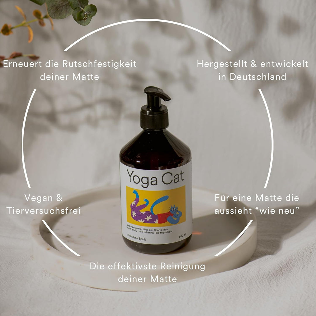YogaCat Yogamatten & Pilates Tiefenreiniger, 500ml | Bio Deep Cleaner, Entfernt Schweiss & Geruch ti