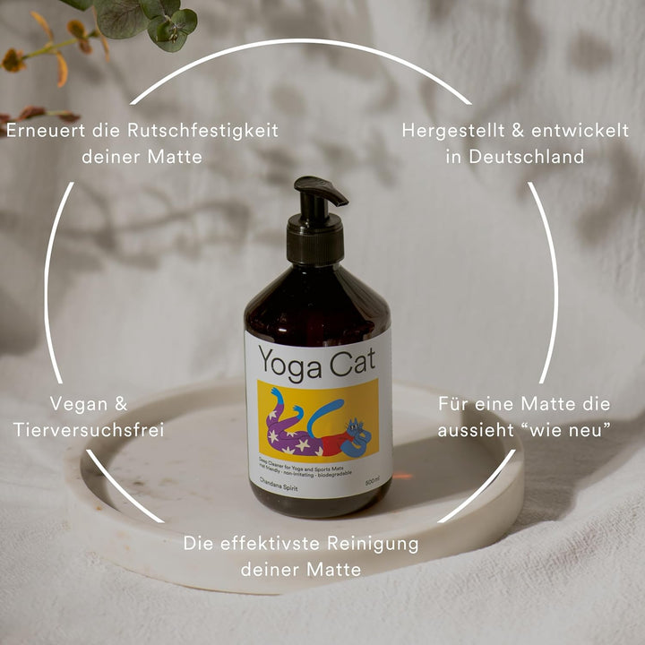 YogaCat Yogamatten & Pilates Tiefenreiniger, 500ml | Bio Deep Cleaner, Entfernt Schweiss & Geruch ti