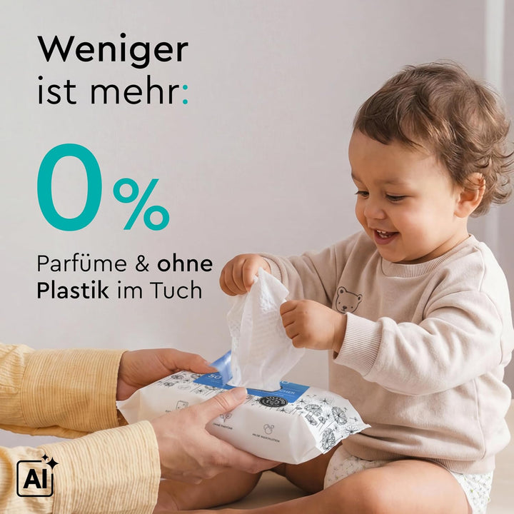 LILLYDOO Feuchte Waschtücher 350 Stück (7 X 50), 100% plastikfrei, extra grosses Tuch, ohne Parfüme
