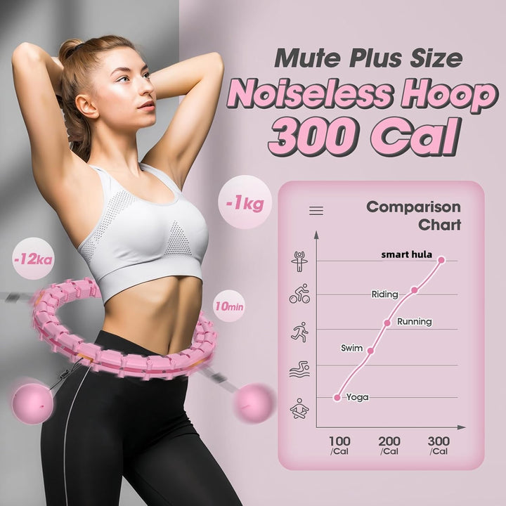 Smart Hoop Reifen Erwachsene mit Gewicht Kugel，32 Knoten Umfang (57-165cm) Abgebauter Fitnessreifenl