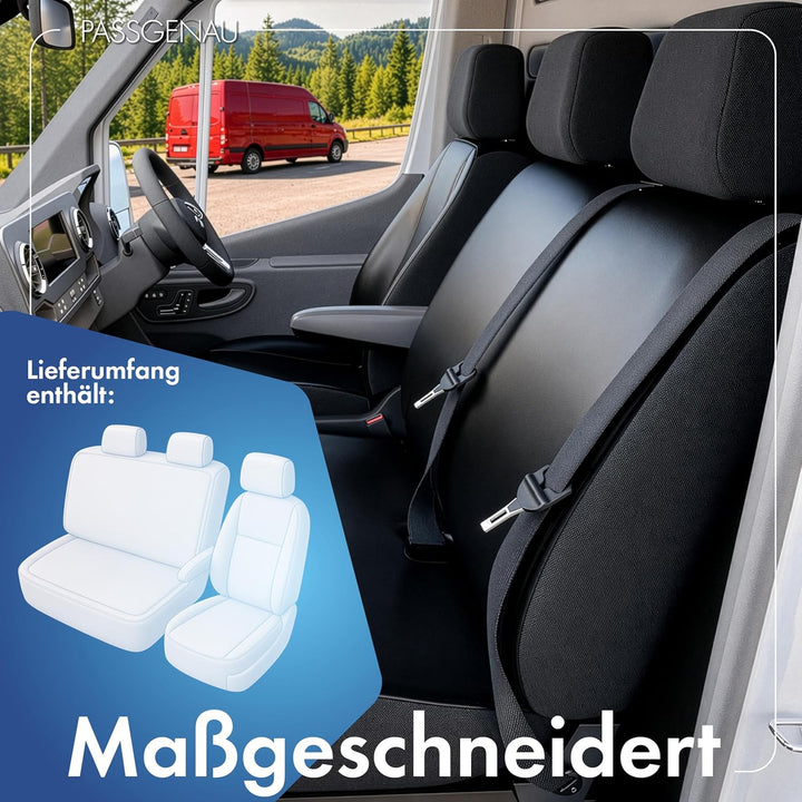 Walser Transporter Sitzbezüge Auto kompatibel mit FIAT Ducato, Einzelsitz Armlehne innen/Doppelbank,