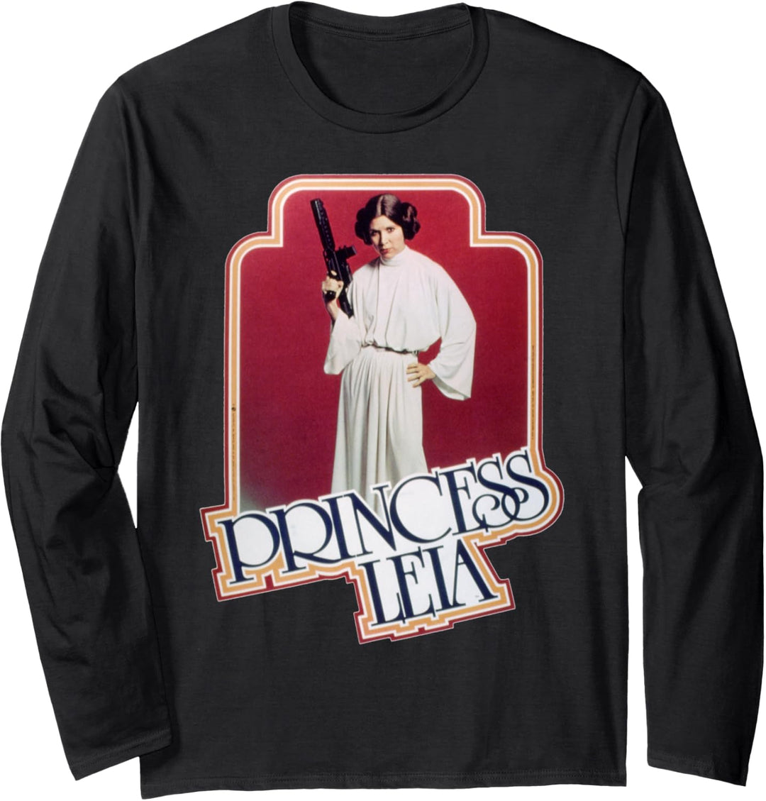 Star Wars Princess Leia Name Text Portrait Langarmshirt