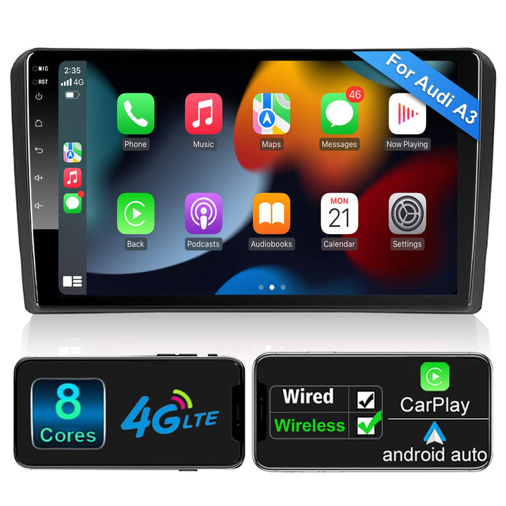 Android Autoradio Wireless CarPlay Wireless Android Auto für Audi_A3 S3 RS3 2GB+32GB 9 Zoll QLED Bil