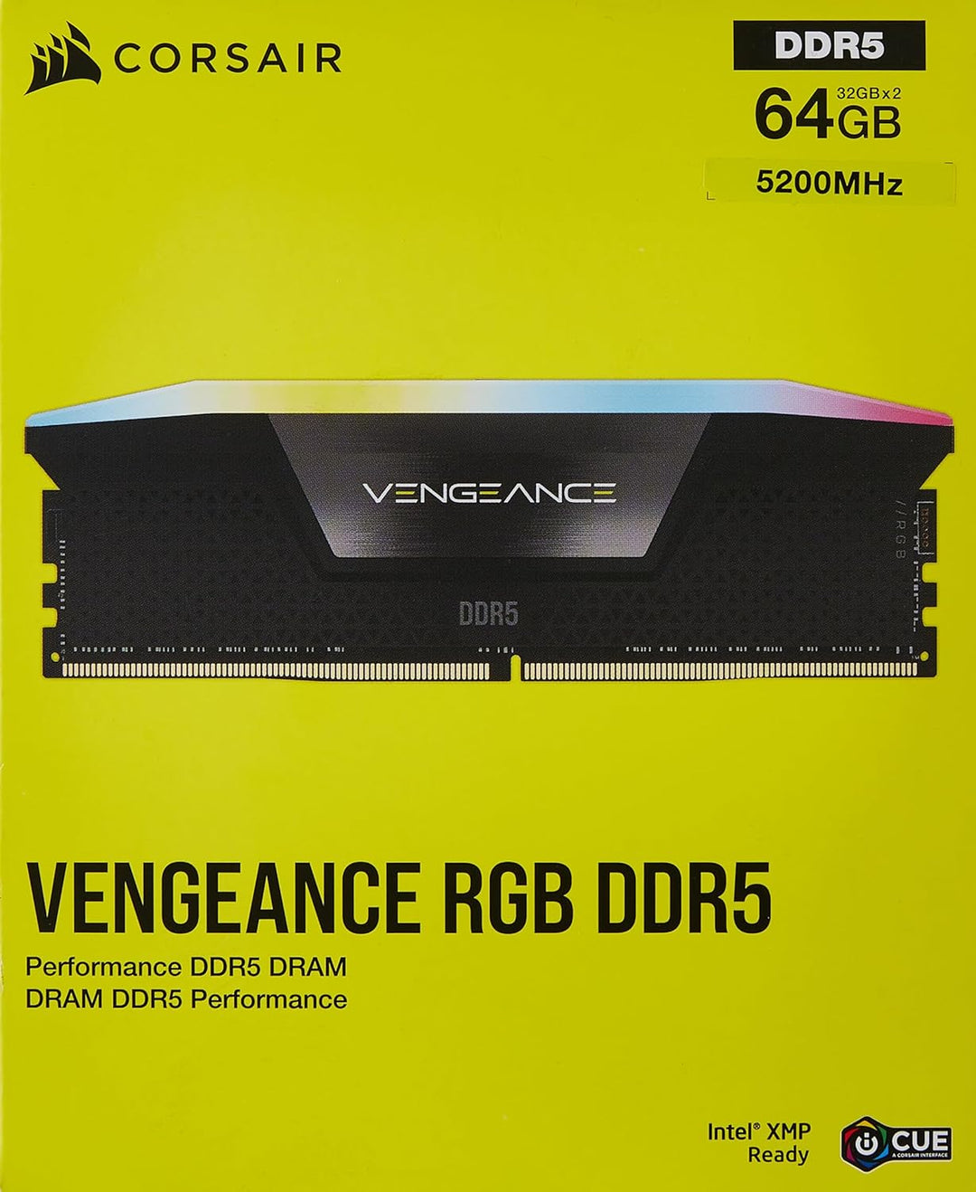 Corsair VENGEANCE RGB DDR5 RAM 64GB (2x32GB) 5200MHz CL40 Intel XMP iCUE Kompatibel Computer Speiche